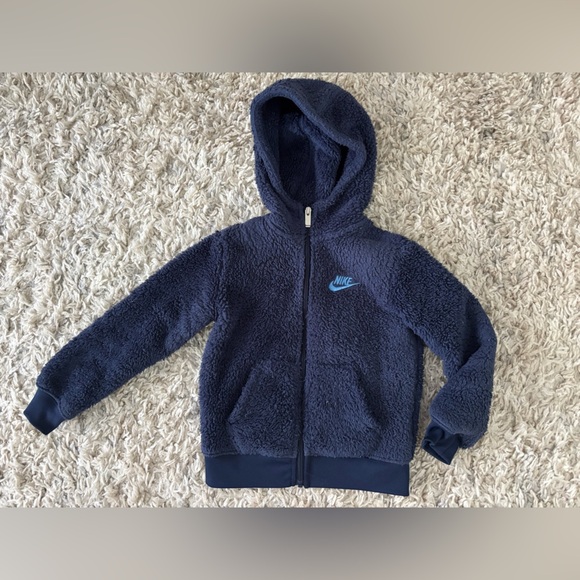 Nike Other - Nike Navy Blue Sherpa Hooded Sweater Jacket Size 4